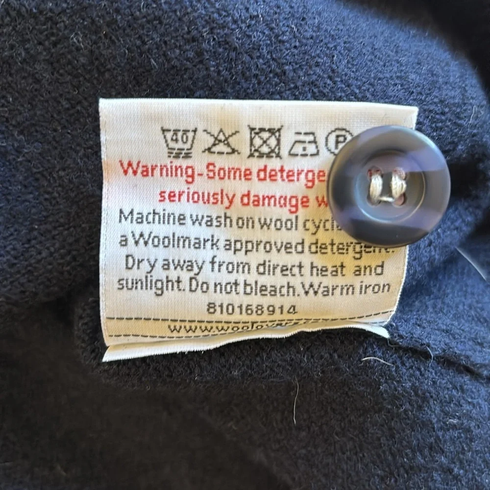 Woolovers Mens Lambswool‎ V Neck Pure Lambswool Cardigan Navy Blue Size XLarge